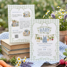 Babyklädstreck Lokalt Odlad Pojke Babyfirande Inbjudningar