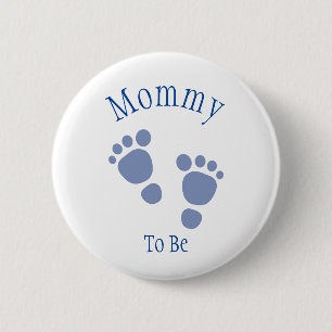 Babyknapp för Pojke Blue Footprint Baby Shower Knapp