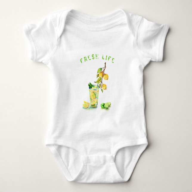 Babykroppsdräkt med Lemonad Din text T Shirt (Framsida)