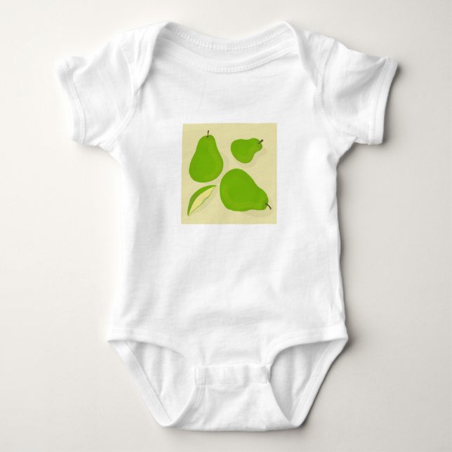 Babykroppsströja med grön päron-design t shirt (Framsida)