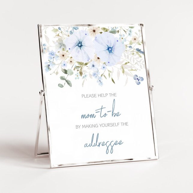 Babykuvert för Dusty Blue Baby Bloom Baby Shower K Poster (Boy Spring Flowers Baby Shower Envelope Station Sign)