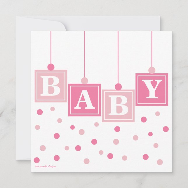 BABYkvarter som är nätt i rosa flickababy shower Inbjudningar (Framsida)