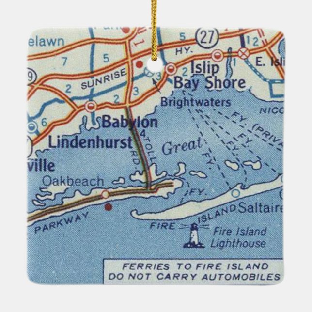 Babylon NY Vintage Karta Julgransprydnad Keramik (Baksida)