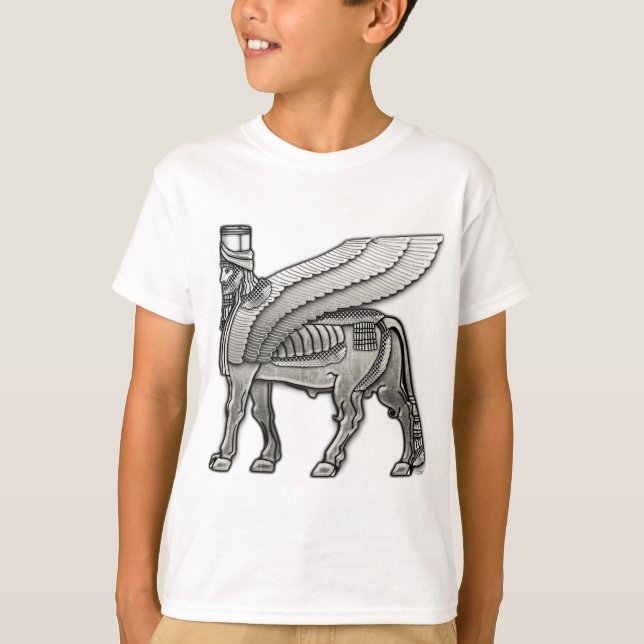Babylonian bevingad tjur Lamassu T Shirt (Framsida)