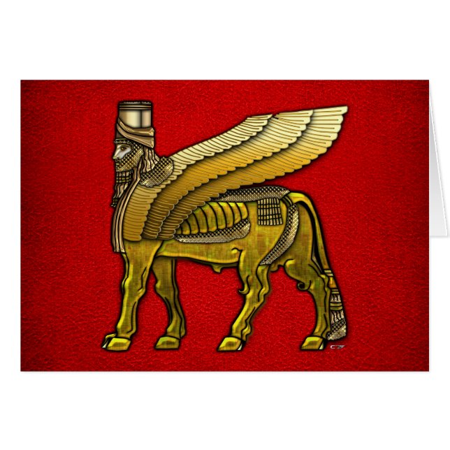 Babylonic Winged Bull Lamassu Hälsningskort (Framsidan Horizontal)