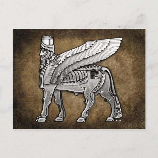 Babylonic Winged Bull Lamassu Vykort (Framsida)