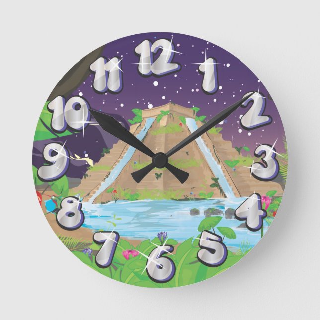 Babylons hangingträdgårdar rund klocka (Framsida)