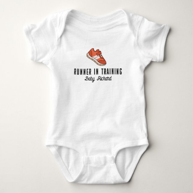 Babylöpare i träning springer maraton t shirt (Framsida)