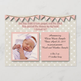 Babymeddelande, kristen Scripture för flicka Inbjudningar