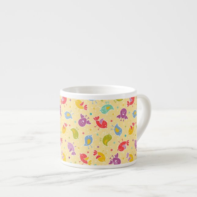 Babymönster med gulliga fåglar espressomugg (Framsida höger)