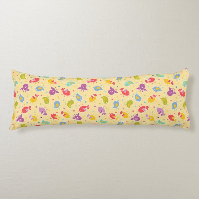 Babymönster med gulliga fåglar kroppskudde (Framsidan)