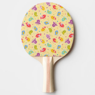 Babymönster med gulliga fåglar pingisracket