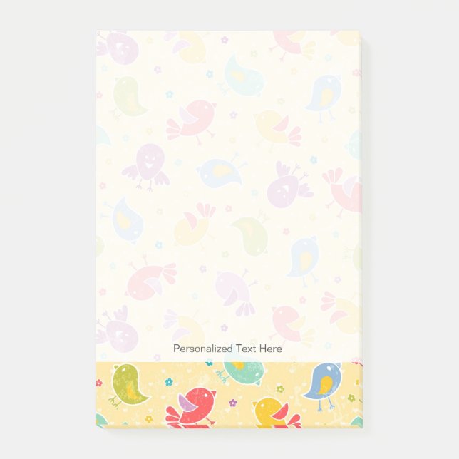 Babymönster med gulliga fåglar post-it block (Framsida)