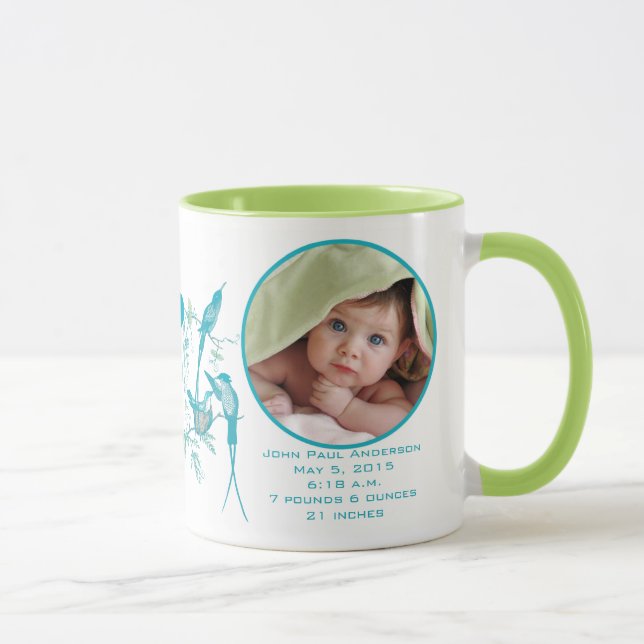 BabyMugg med bebisfoto Viktiga födelsestadistik Mugg (Höger)