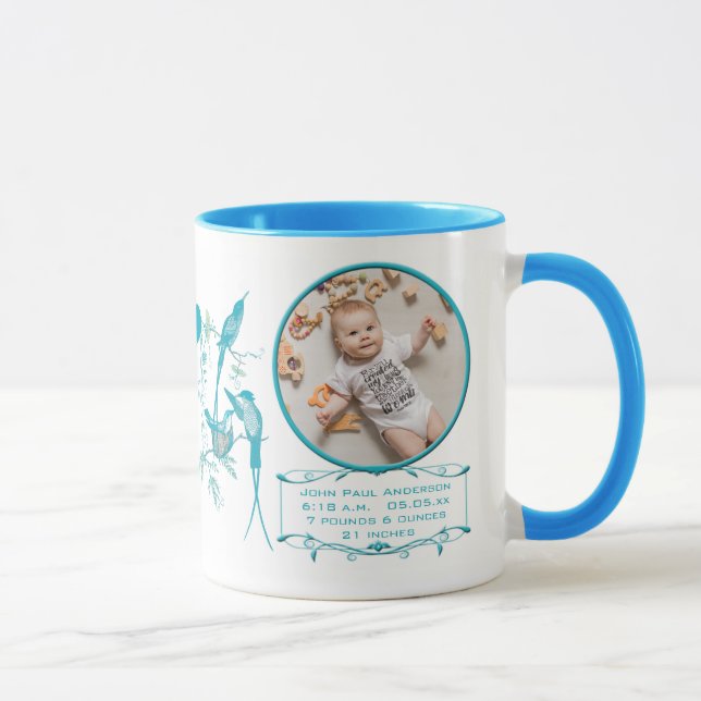 BabyMugg med bebisfoto Viktiga födelsestadistik Mugg (Höger)