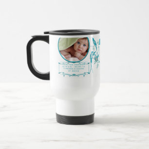BabyMugg med bebisfoto Viktiga födelsestadistik Resemugg