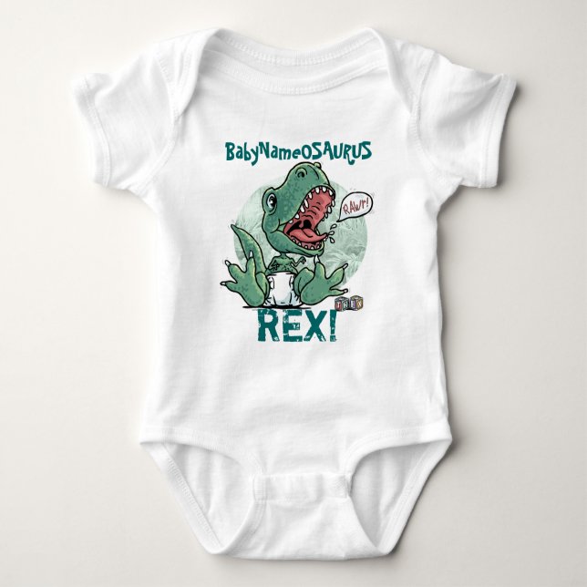 BabyNameosaurus Rex redigerar med ditt Babys namn! T-shirt (Framsida)