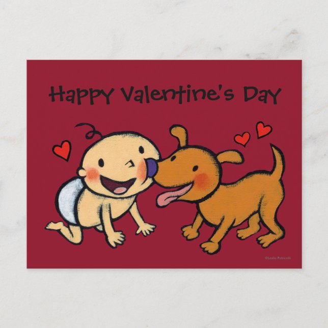 Babynäskyssar från hunden helg vykort (Framsida)