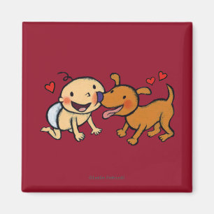 Babynäskyssar från hunden magnet
