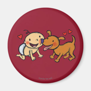 Babynäskyssar från hunden magnet