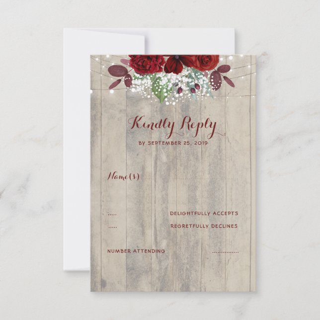 Babyns andedräkt och Burgundy Flowers Rustic OSA (Framsida)
