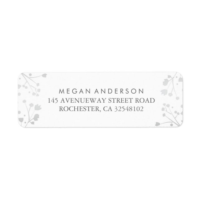 Babyns andedräkt Vit och Silver Bröllop Returadress Etikett (Framsidan)