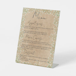 Babyns andningsblommor Boho Farmhouse Bröllop Menu