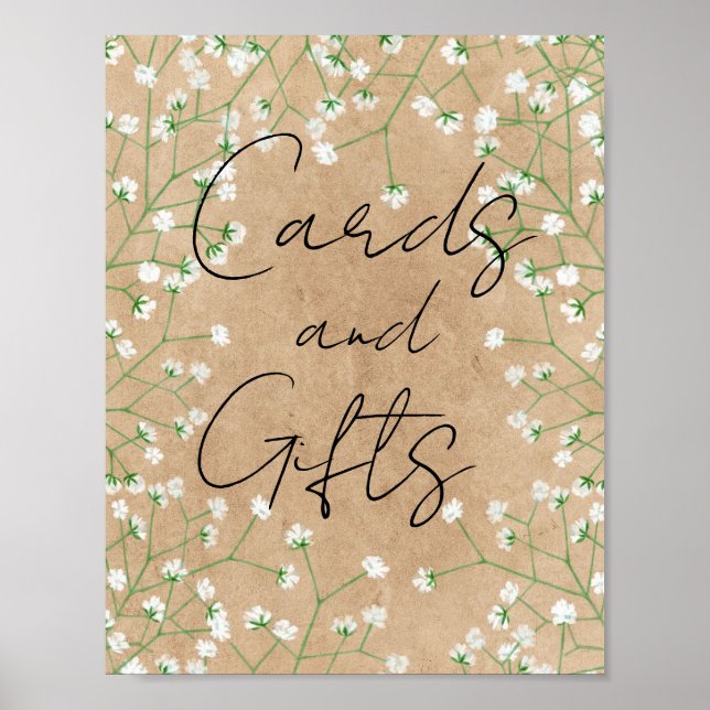 Babyns andningsblommor Elegant Rustic Boho Bröllop Poster (Framsidan)
