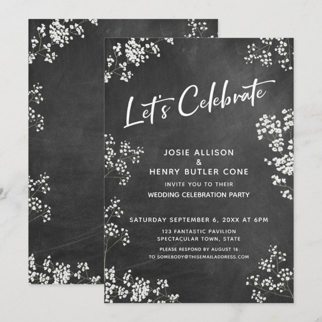 Babyns andningspåse Modern Låt oss Celebrate Inbjudningar (Fram/baksida)