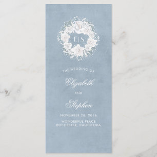 Babyns Blommigt för andning Monogram Dusty Blue Pr Program