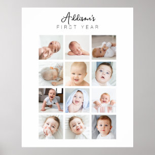 Babyns första år månatlig minimal fotoposters poster