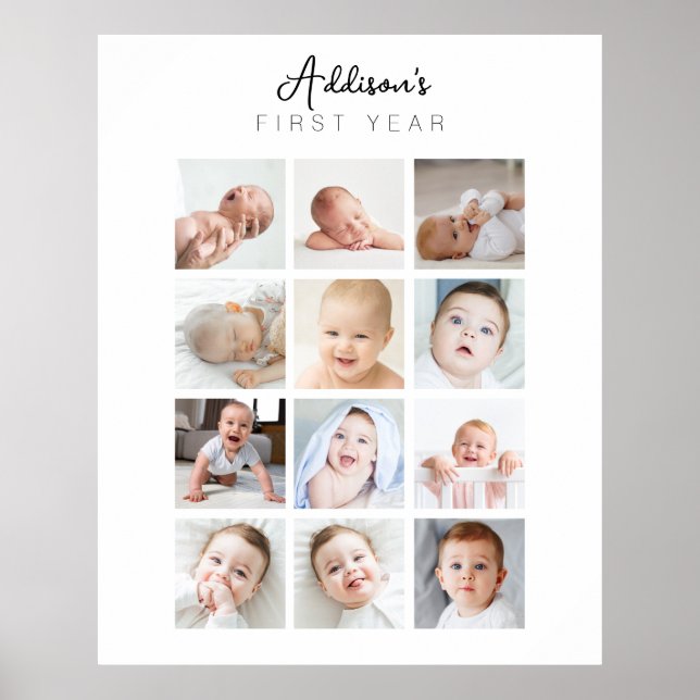 Babyns första år månatlig minimal fotoposters poster (Framsidan)