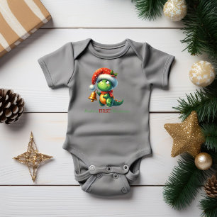 Babyns första jul Dinosaurie Grön T Shirt
