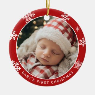 Babyns första jul dubbelsidigt fotoornament julgransprydnad keramik