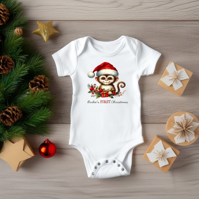 Babyns första jul Lilla apa T Shirt (Skapare uppladdad)