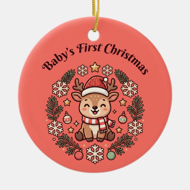 Babyns första jul ren prydnad julgransprydnad keramik (Framsidan)