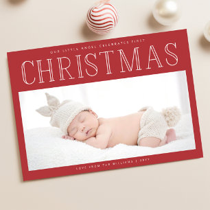 Babyns första julfoto födelseannonsering julkort