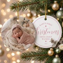 Babyns första julfoto Rosa minnessak
