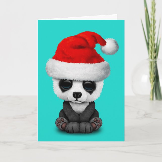 BabyPandabjörn som ha på sig en Santa hatt Helgkort (Framsida)