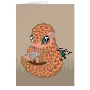 Babypangolin med myran hälsningskort