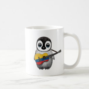 Babypingvin som leker den colombianska kaffemugg
