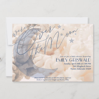 Babypojke-baby shower-inbjudan över månen inbjudningar