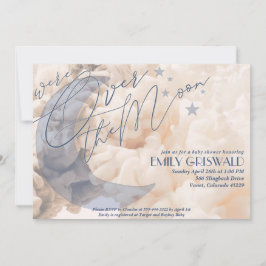 Babypojke-babyshower-inbjudan över månen inbjudningar
