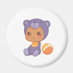 Babypojke flicka lila björn overall magnet