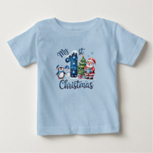 Babypojke Första jul Blå T Shirt