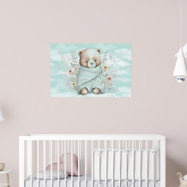 Babypojke Nallebjörn insvept i en filt  Poster