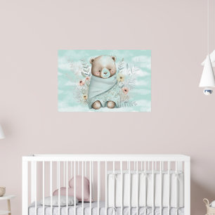 Babypojke Nallebjörn insvept i en filt Poster