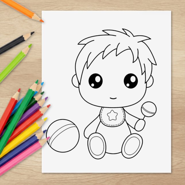 Babypojke overall färgsida stämpel (Skapare uppladdad)