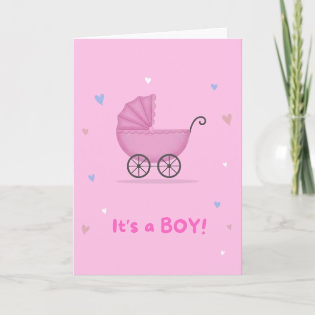 Babypojke rosa presentkort helgkort (Framsida)