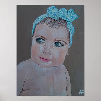 Babyporträtt målning av Alfred Fox Poster